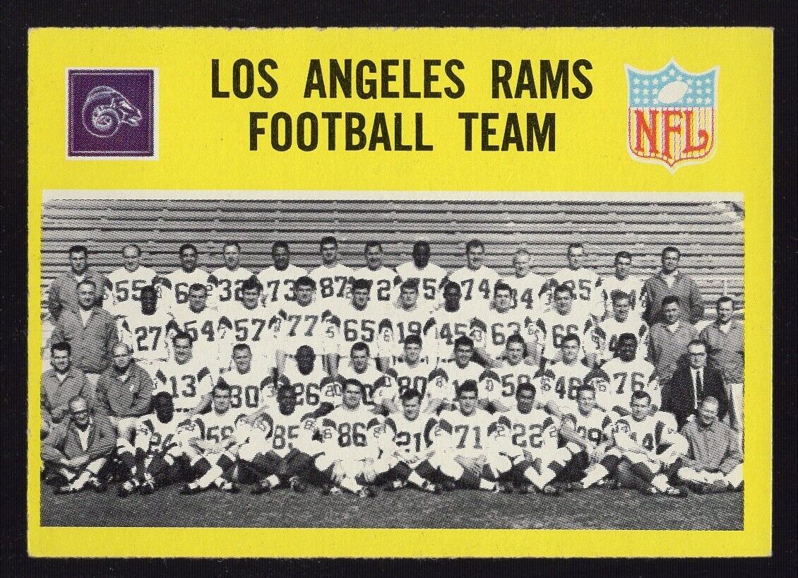 1967 NEAR MINT PHILADELPHIA FOOTBALL CARD ~ LOS ANGELES RAMS TEAM Roman Gabriel