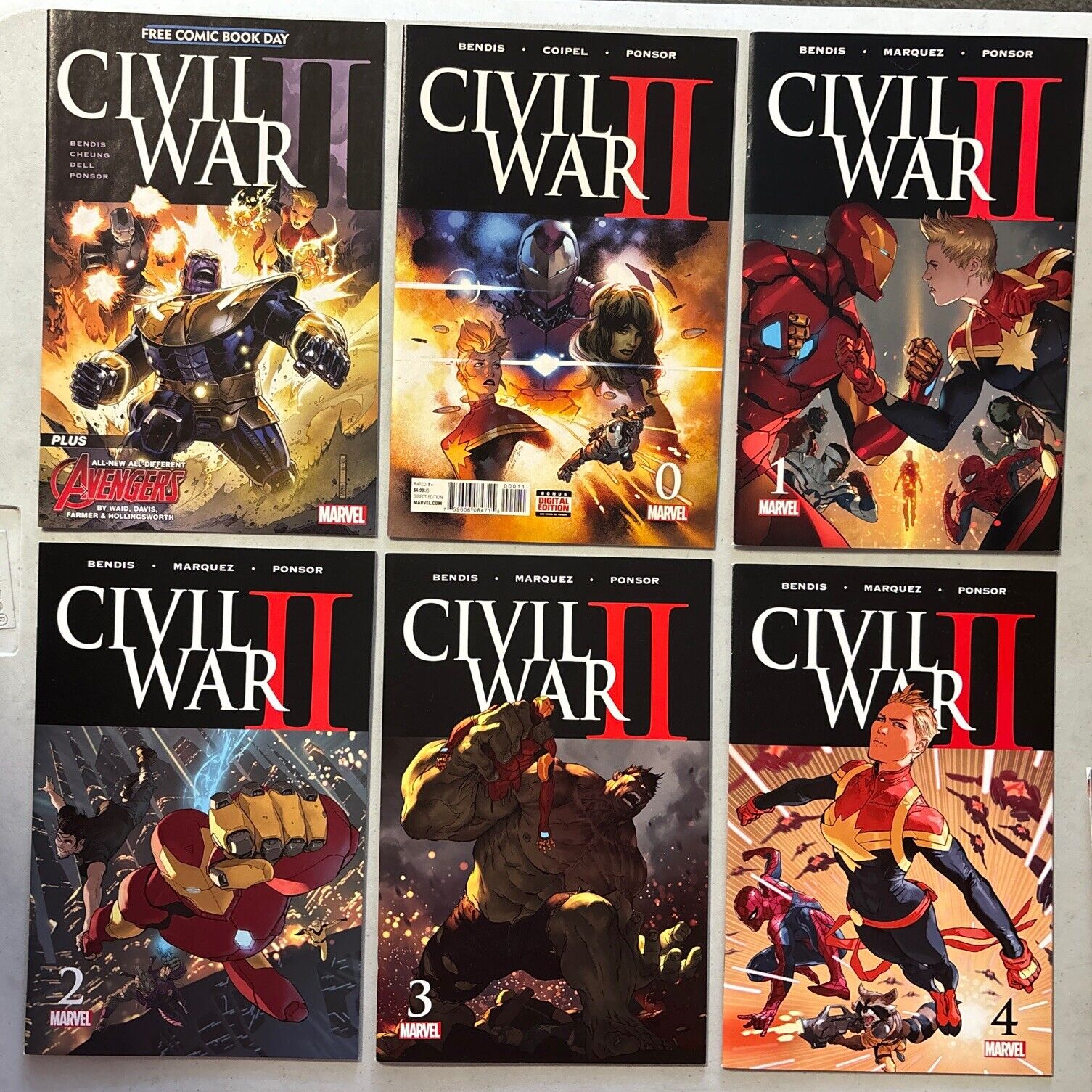Civil War II #0,1,2,3,4,5,6,7,8,+ FCBD Marvel Bendis 2017 Lot