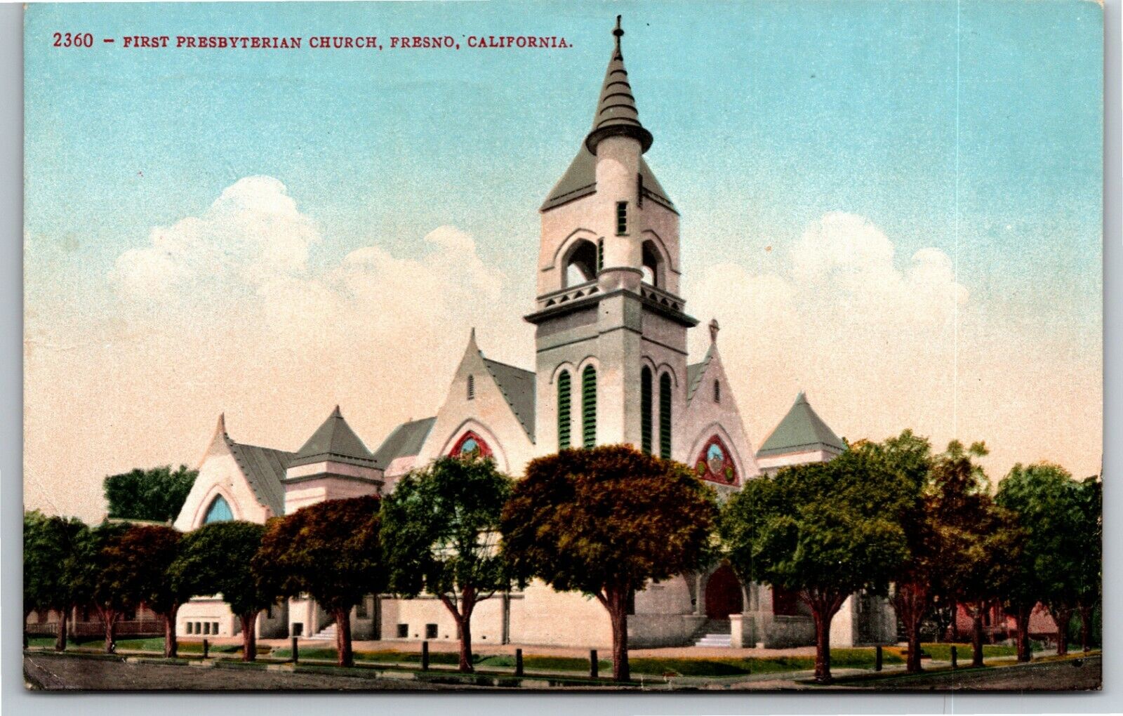 Vintage c1916 Postcard - First Presbyterian Church, Fresno, California 