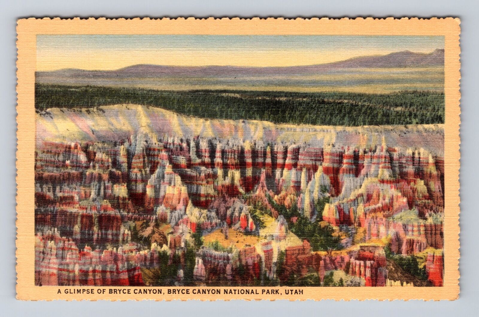Bryce Canyon National Park, Cathedral Canyon, Vintage Souvenir Postcard