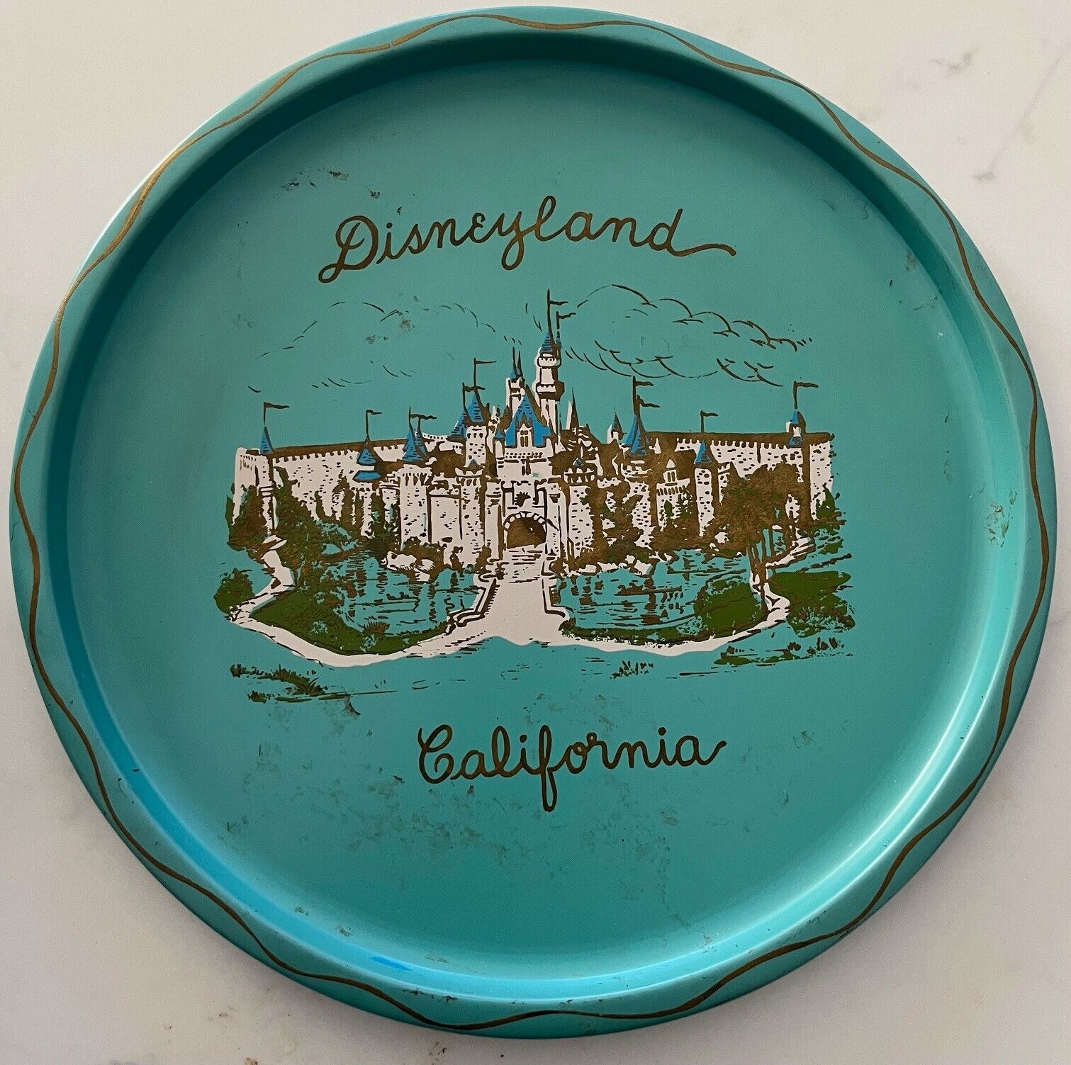 Disneyland - Vintage  1955    Sleeping Beauty Castle Metal Serving Tray - SCARCE