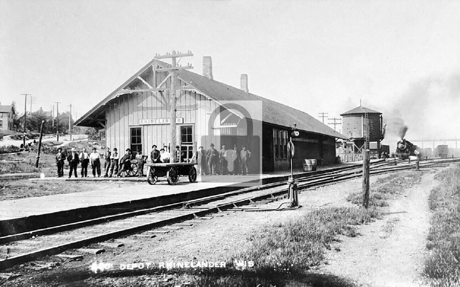 Railroad Train Station Depot Rhinelander Wisconsin WI Reprint Postcard