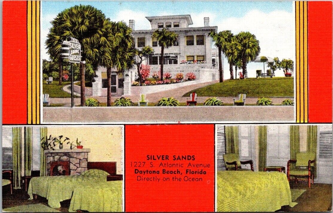 Silver Sands on the Beach, Hotel, Daytona Beach, Florida. Postcard. B3.