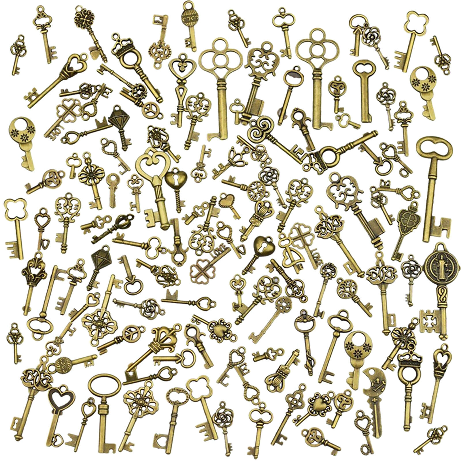 125Pcs/Set Vintage Style Antique Skeleton Furniture Cabinet Old Lock Keys Deco
