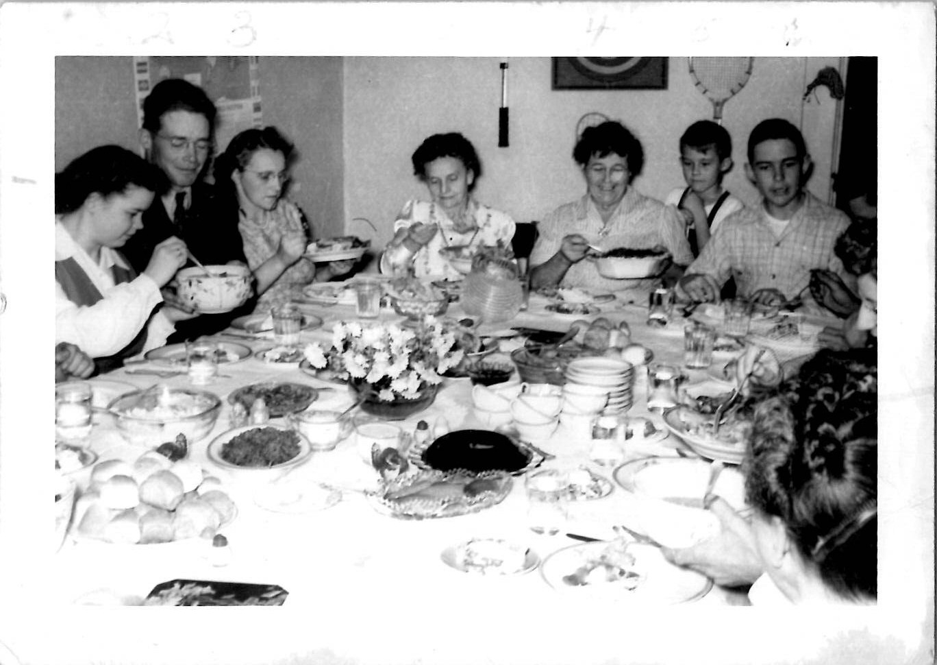 Strongly Unified Italian Family at the Dinner Table 1940s Vintage Photograph