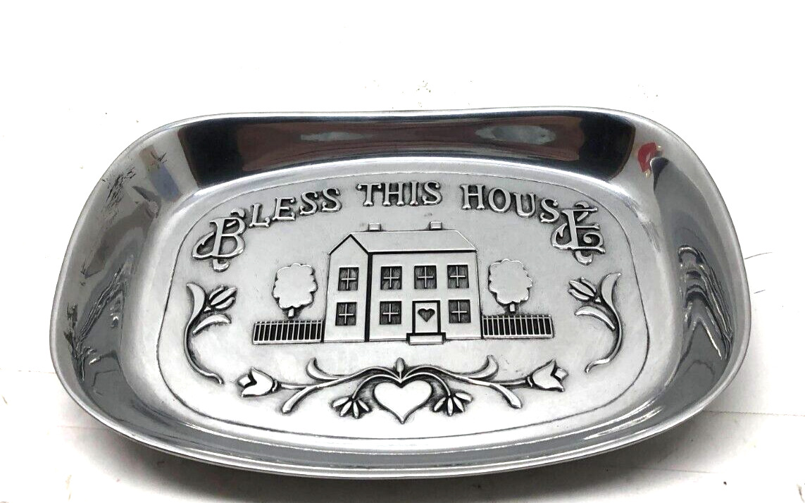 Wilton Armetale Pewter Bless This House Bread Platter Serving Tray