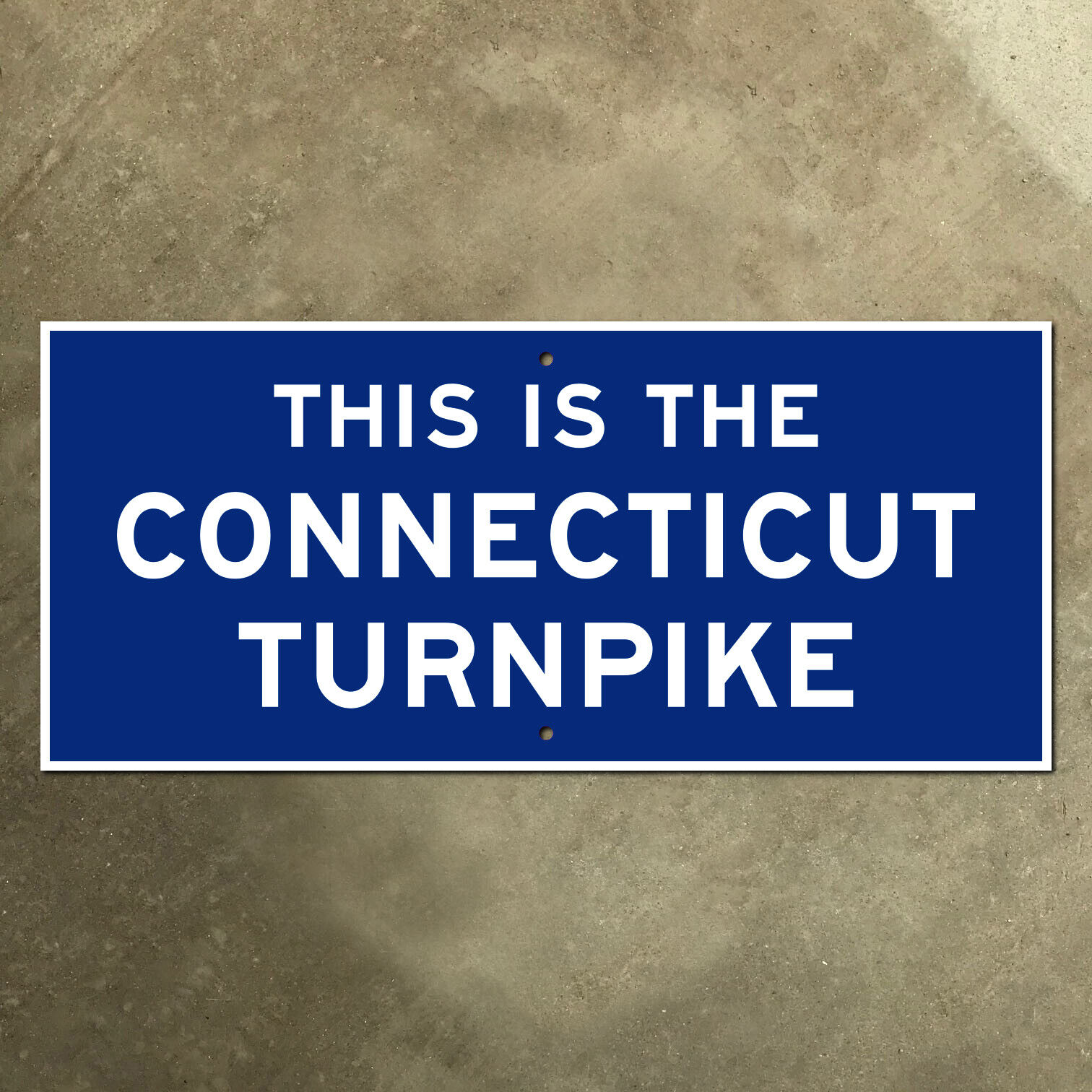This is the Connecticut Turnpike highway road freeway guide sign blue 1958 18x8