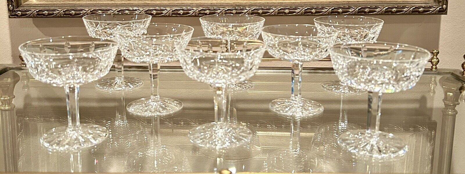 Set of 8 Vintage Waterford Crystal Lismore 4 1/8” Champagne Glasses