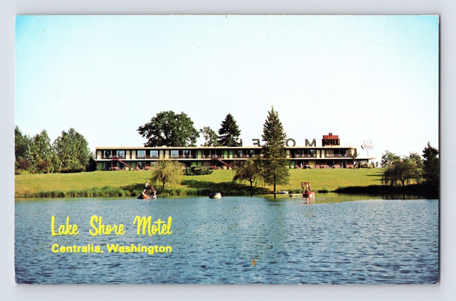 Postcard Washington Centralia WA Lake Shore Motel 1970s Unposted Chrome