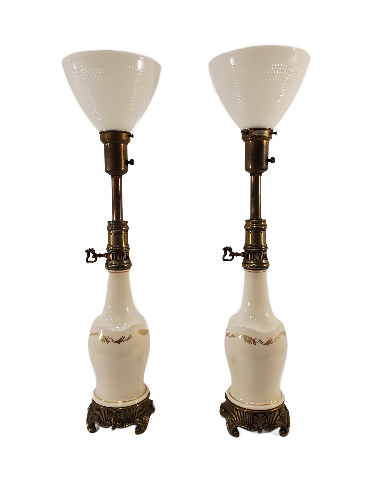 Stiffel Lenox Hollywood Regency Banquet Torchiere Table Lamps