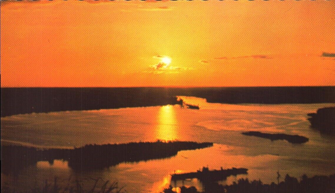 VINTAGE Postcard SUNSET OLD CHANNEL MISSISSIPPI RIVER Vicksburg Military Park
