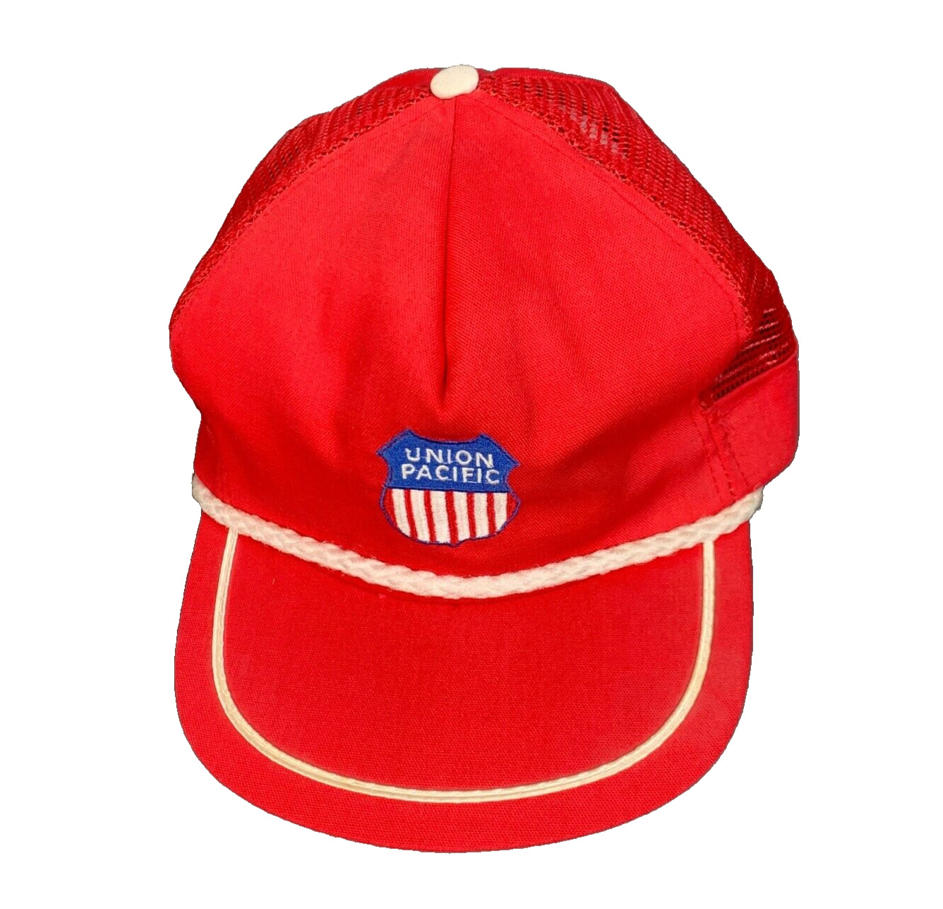 Vintage Union Pacific Red Blue White Snapback Mesh Trucker Hat Cap OSFA USA