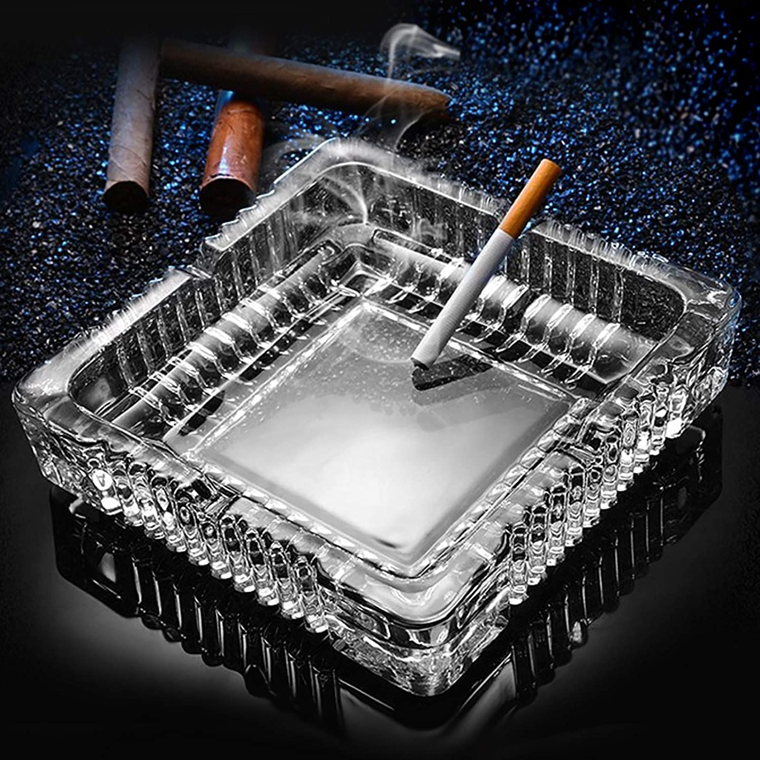 Ashtray Large Glass Ashtray Cigarette Cigar Clear Crystal Ash Trays Outdoor Glas