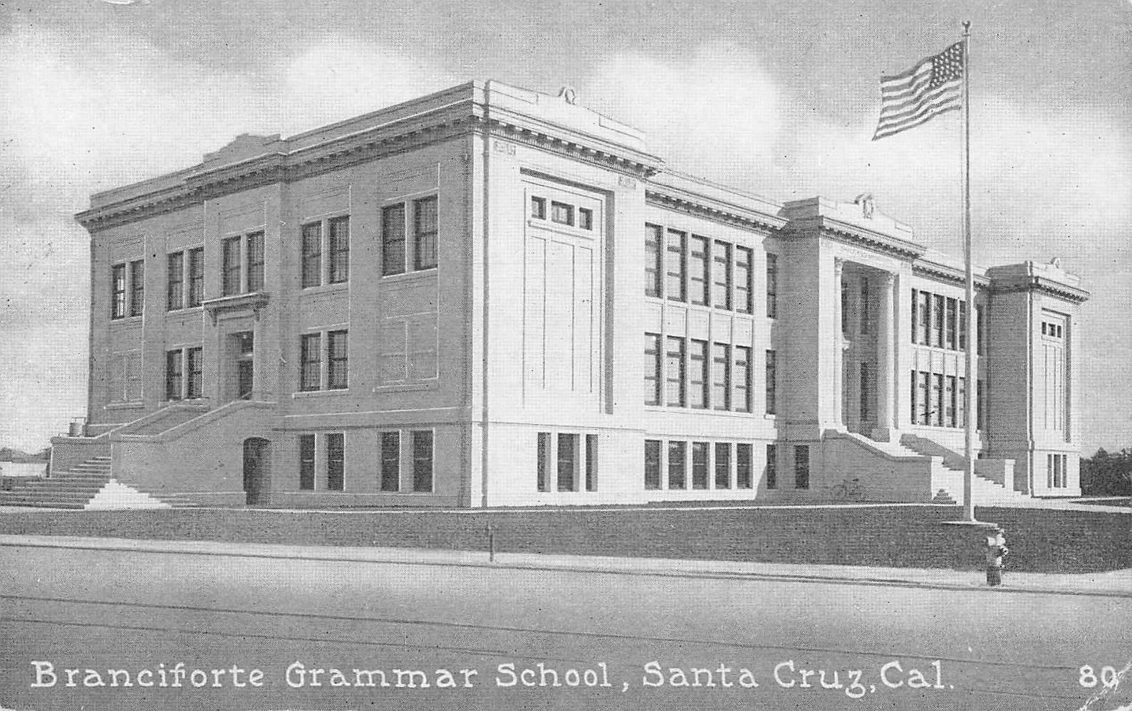 Vintage Postcard Exterior View Branciforte Grammer School Santa Cruz California