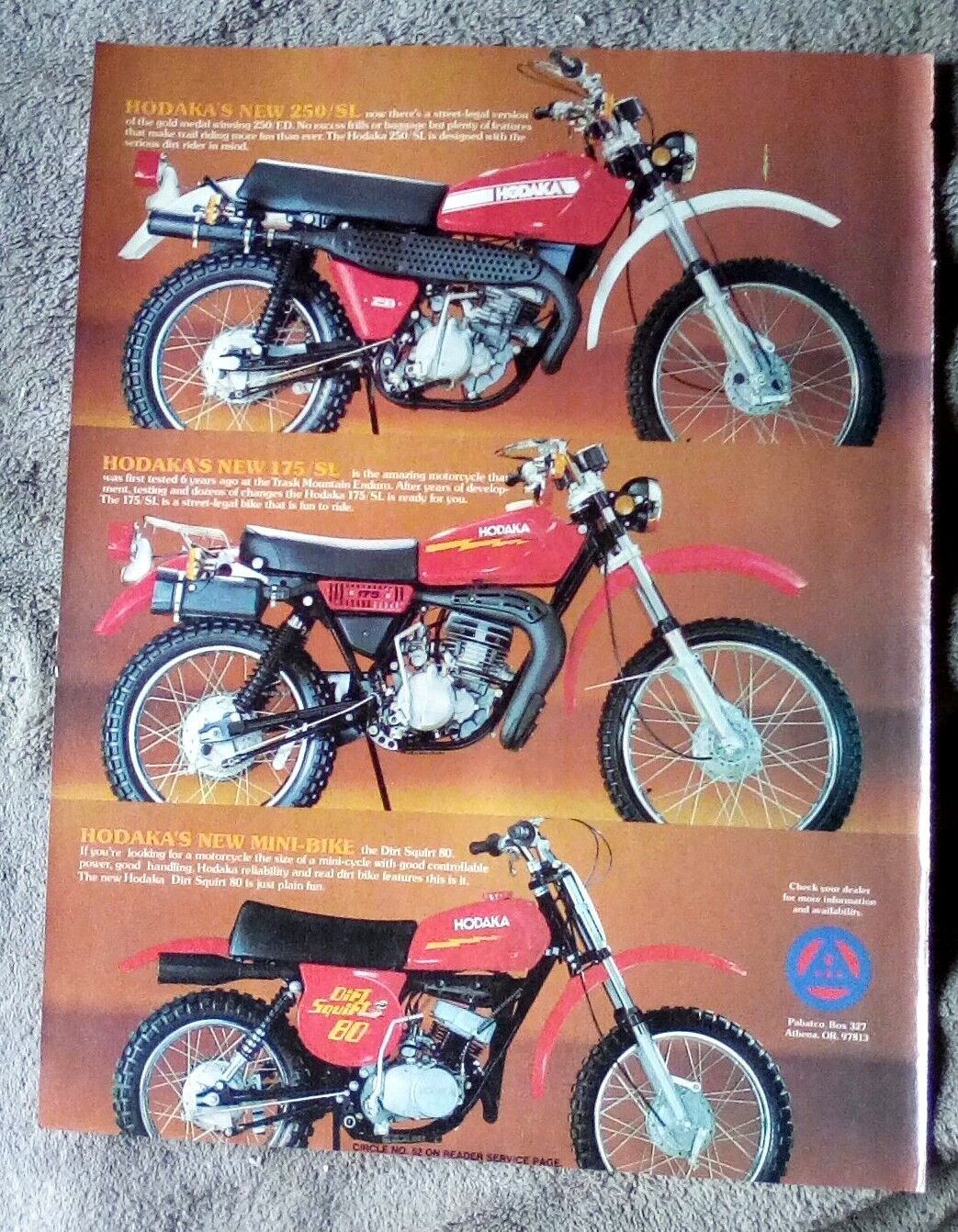 1978 Hodaka 250/SL 175/SL Motorcycle Print Ad