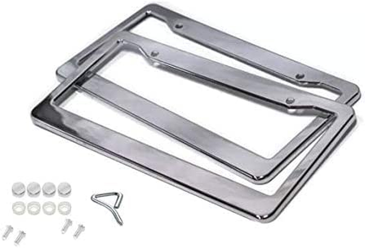 BLVD 2PCS CHROME STAINLESS STEEL METAL LICENSE PLATE FRAME TAG COVER with SCREW 