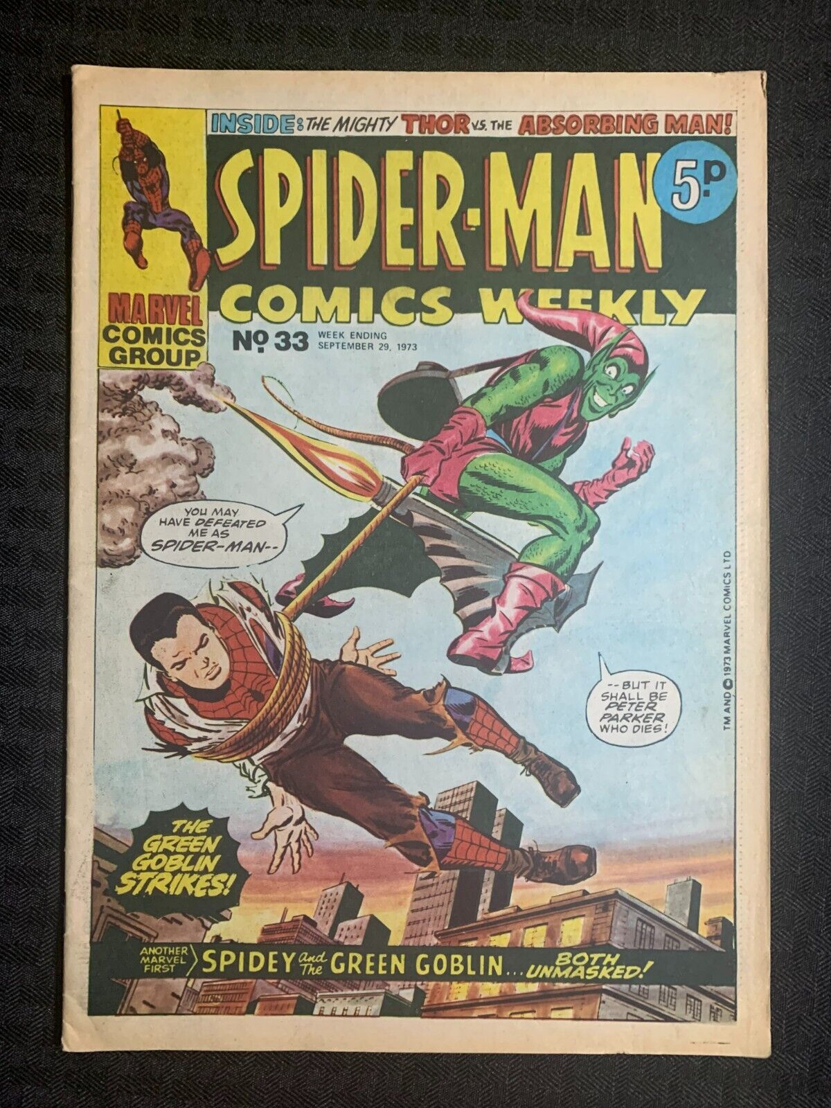 1973 Sept 29 SPIDER-MAN COMICS WEEKLY #33 FN 6.0 John Romita / Green Goblin