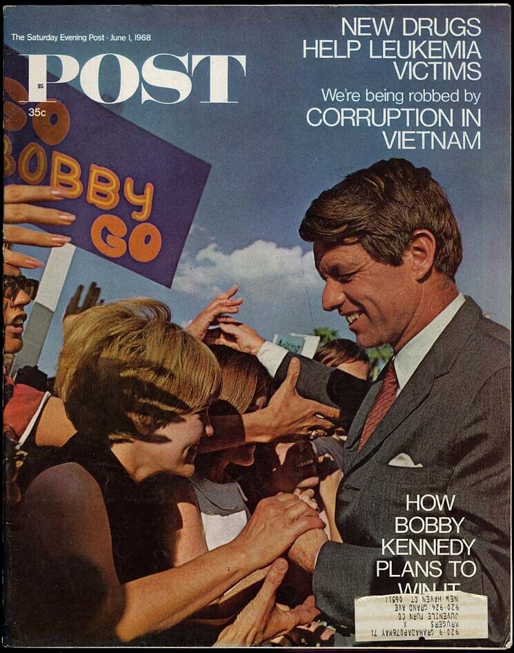 SATURDAY EVENING POST 6/1 1968 Bobby Kennedy Vietnam Corruption Julie Newmar