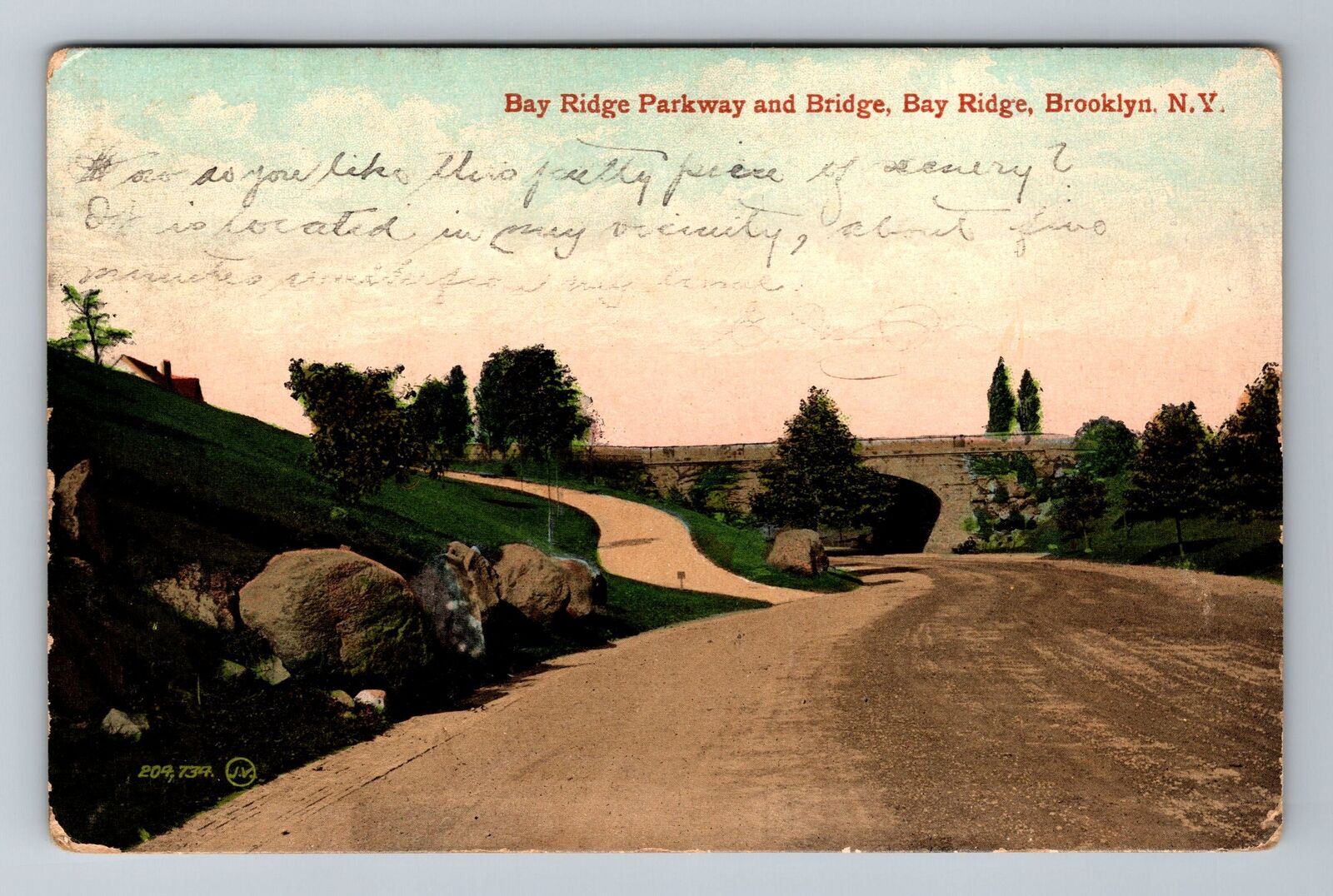 Brooklyn NY-New York, Bay Ridge Parkway, Bridge Vintage c1908 Souvenir Postcard