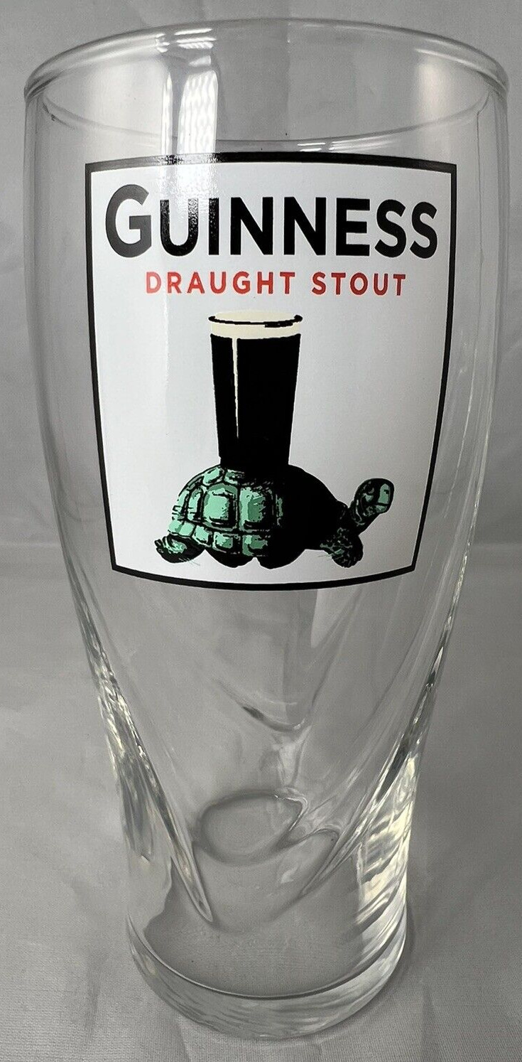 GUINNESS DRAUGHT STOUT TURTLE Gravity Embossed Harp Beer Glass St Patricks Day