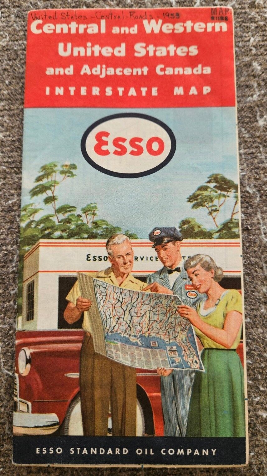 1953? Esso Oil Road Map: Central and Western United States and Adjacent Canada 