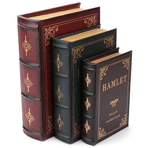 3 Pack Decorative Book Boxes Wooden Antique Book Decorations Vintage Book Sto...