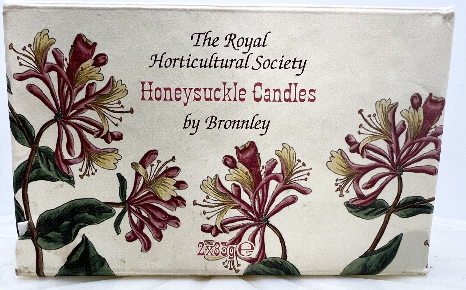 Vtg. The Royal Horticulture Society Honeysuckle Candles by Bronnley 85g x 2 New