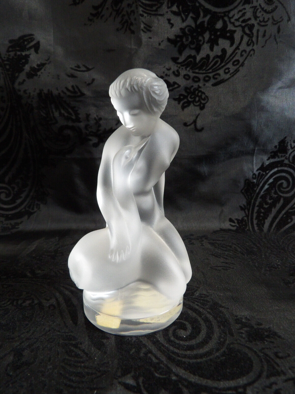 Beautiful Lalique France Kneeling Nude with Goose Frosted Figurine~Signed