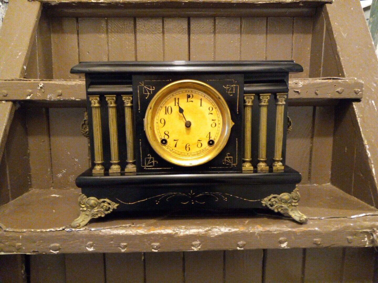 Early 1900s Session Clock Working But Missing Glass And Minute Hand No Key
