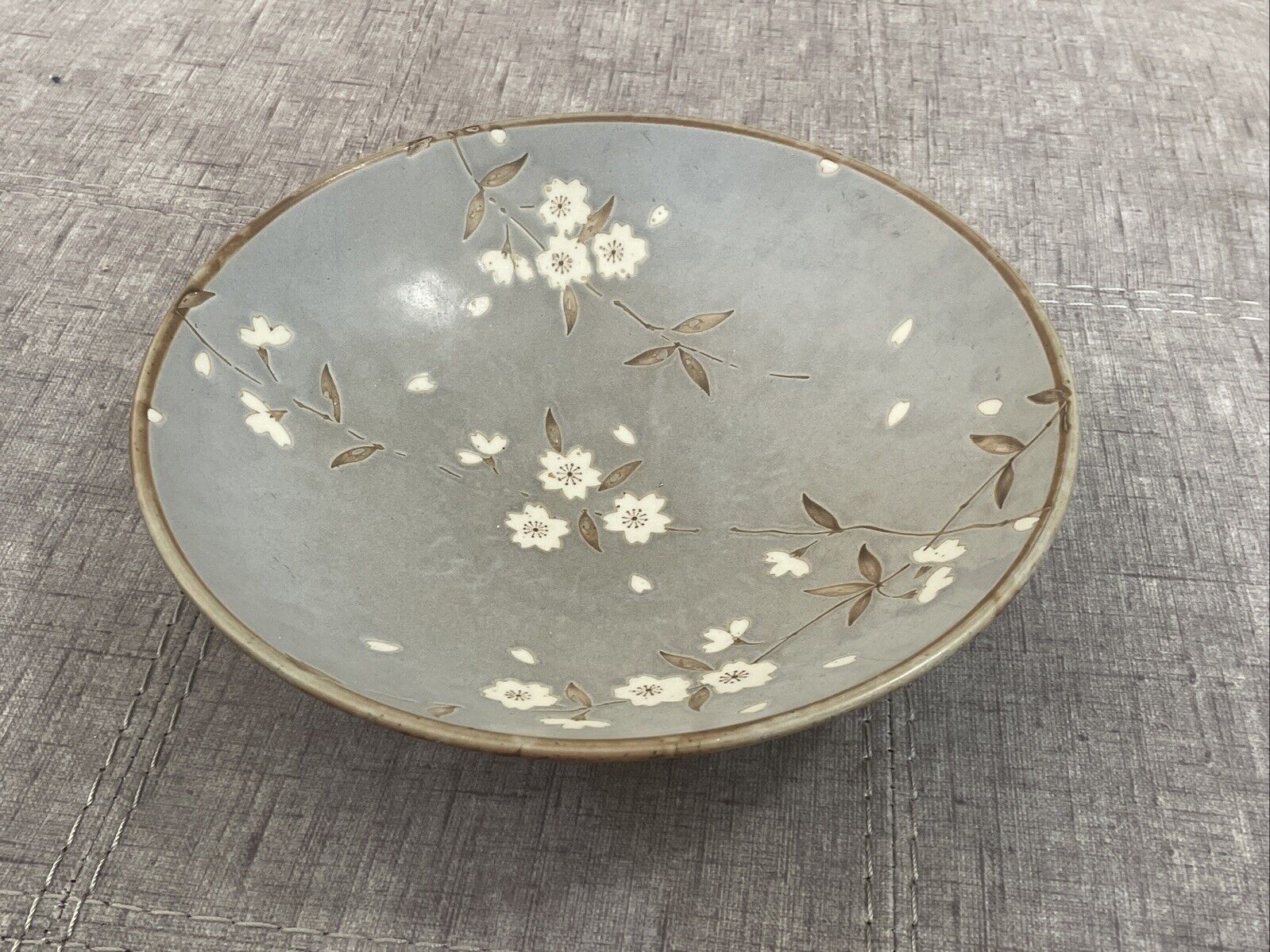 Vintage Kotobuki Arita Bowl  Spring Japanese Blossoms Blue Pottery