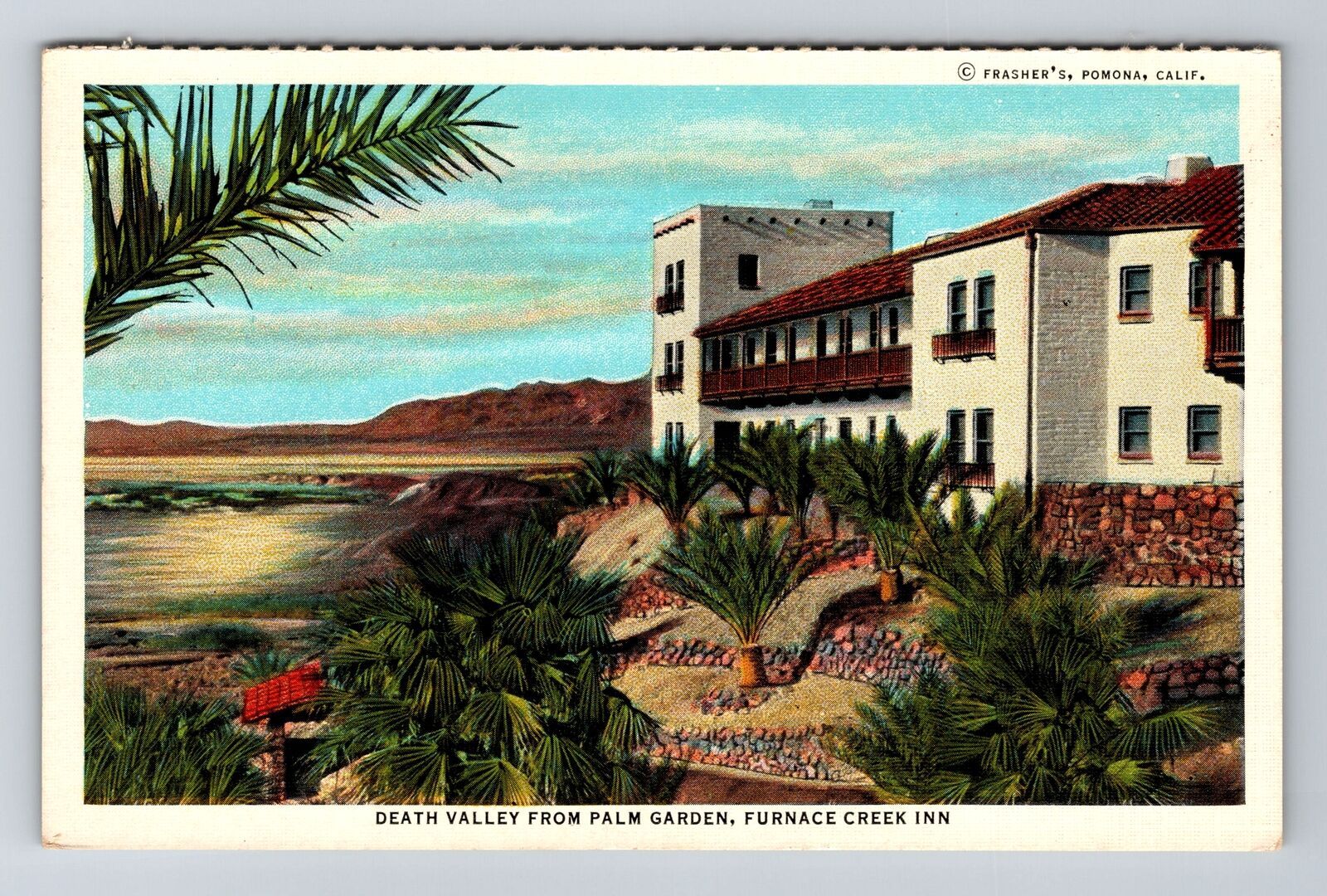 CA-California, Death Valley From Palm Garden Furnace Creek Inn Vintage Postcard