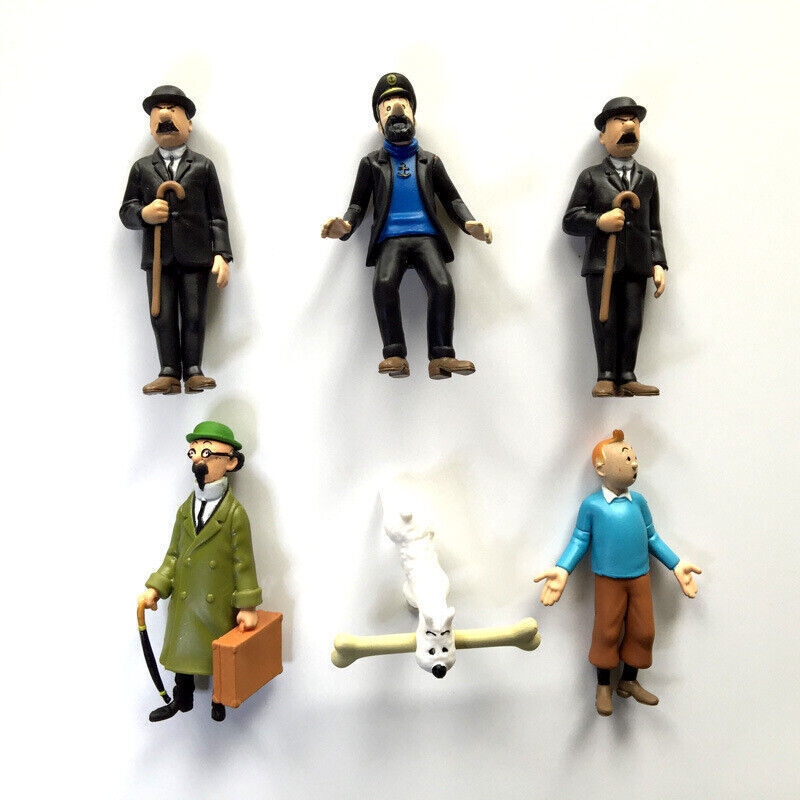 6pcs / lot The Adventures of Tintin PVC Action Figures Tintin Snowy Dog HOT