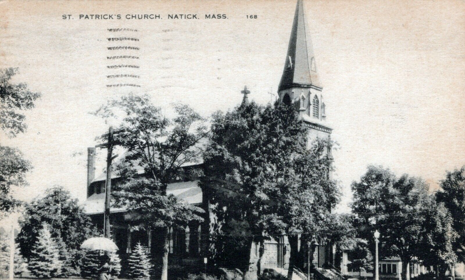 RPPC St. Patrick's Church Natick Massachusetts Posted in 1956 Postcard