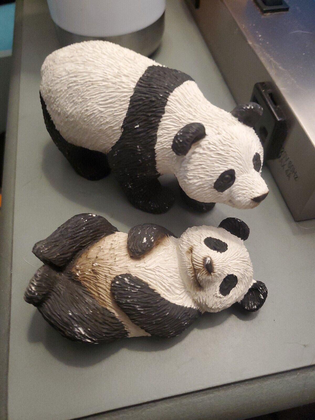 1989 SANDICAST USA HANDCAST HAND PAINTED  Panda &  SLEEPING PANDA BEAR FIGURINES