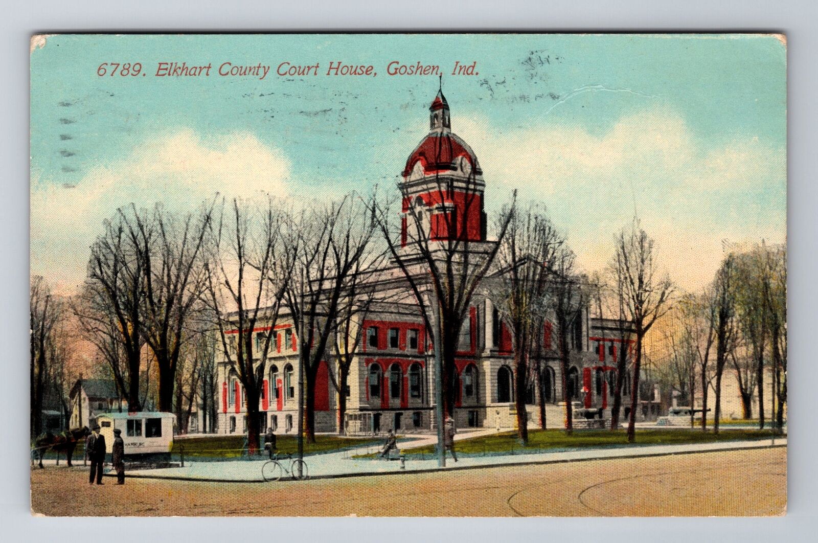 Goshen IN-Indiana, Elkhart County Court House, Antique Vintage c1913 Postcard