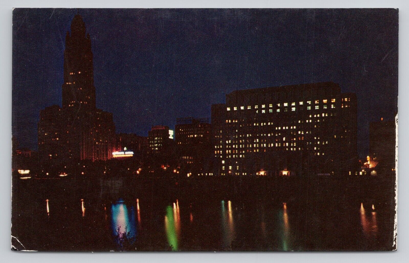 Postcard Columbus Ohio Night View Of Downtown Columbus
