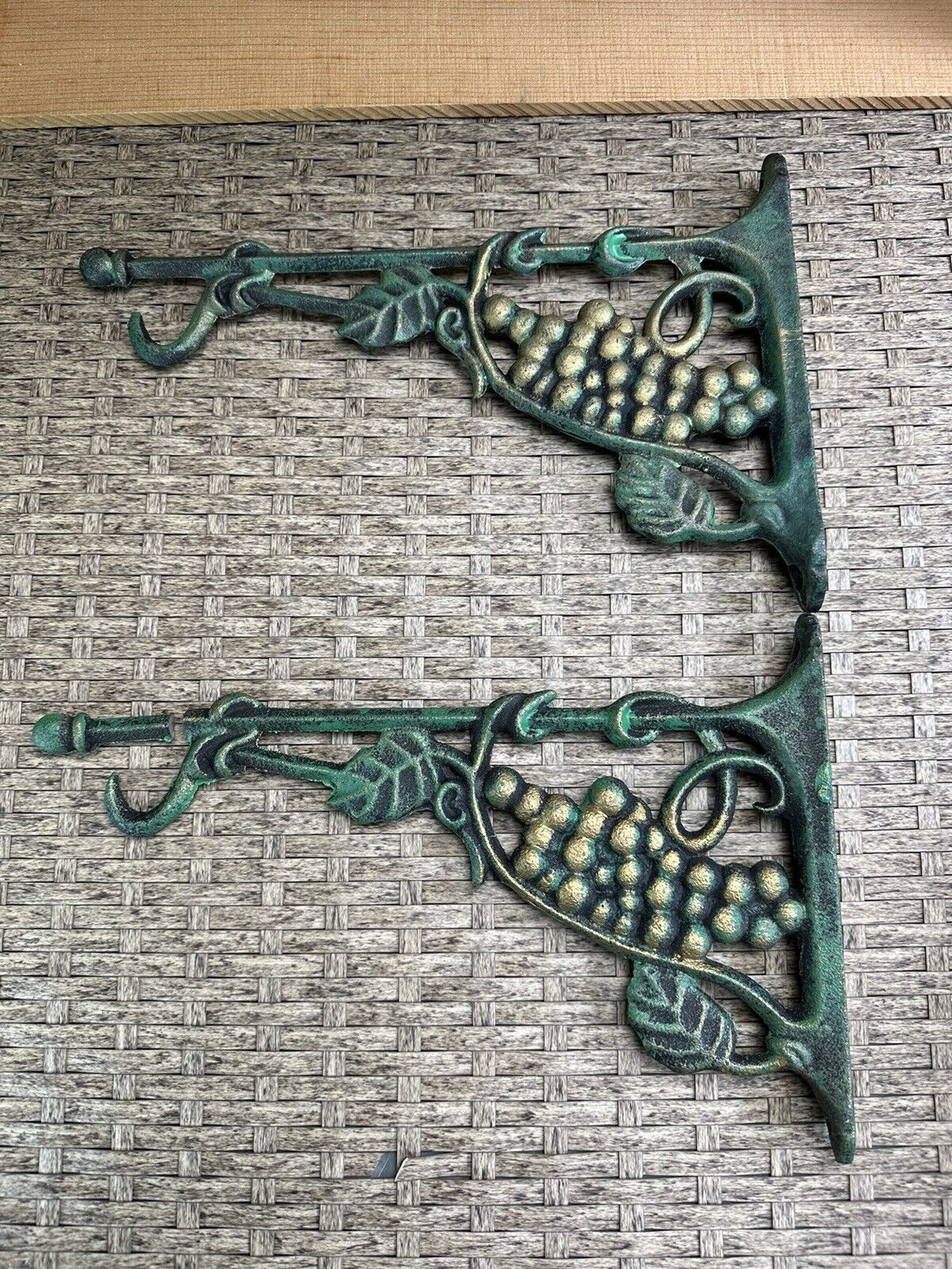 Vintage Cast Iron Wall Hanger Ornate Garden Bell Hanger Grapes 1960's
