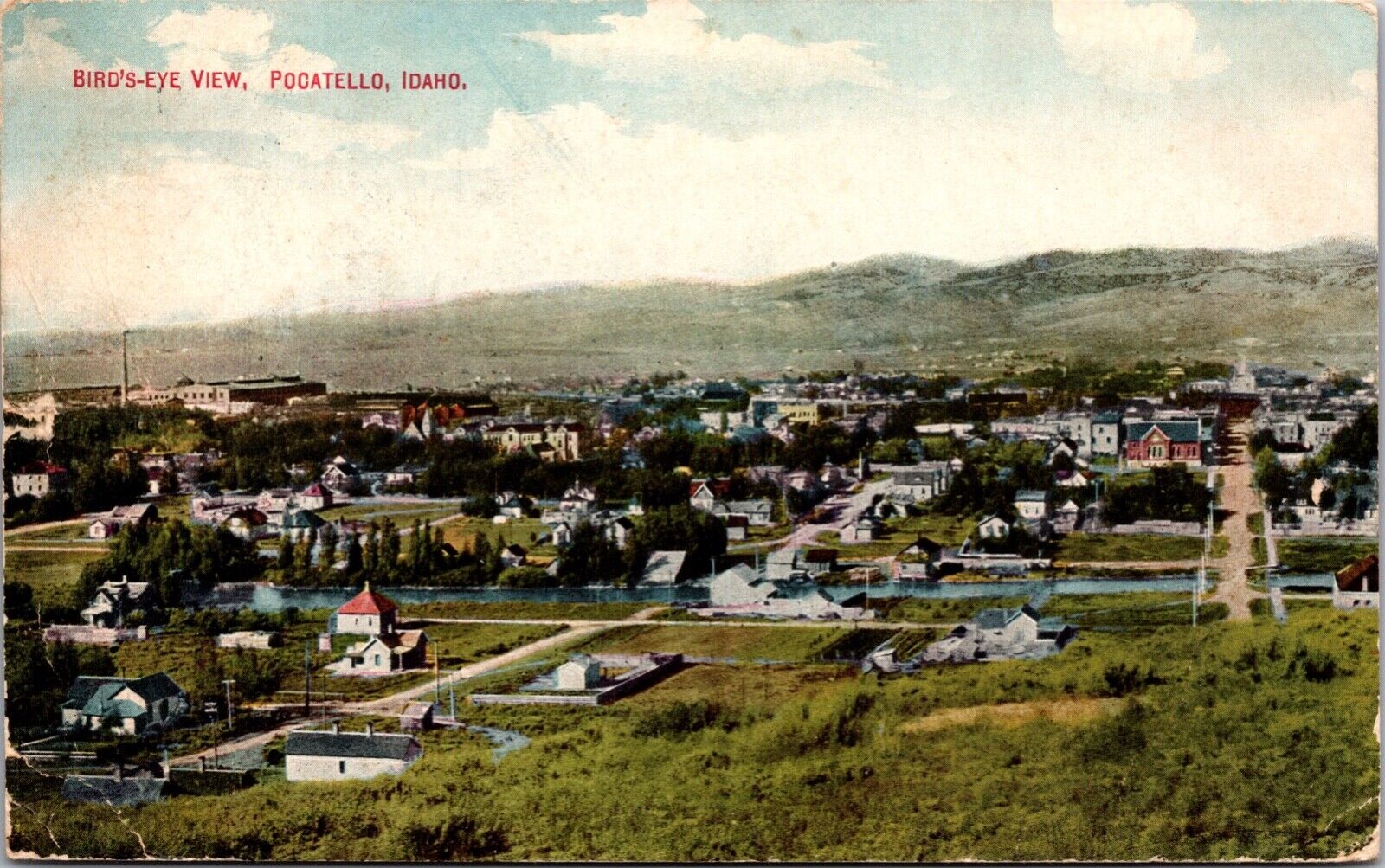 Postcard Birds Eye View of Pocatello, Idaho~2133