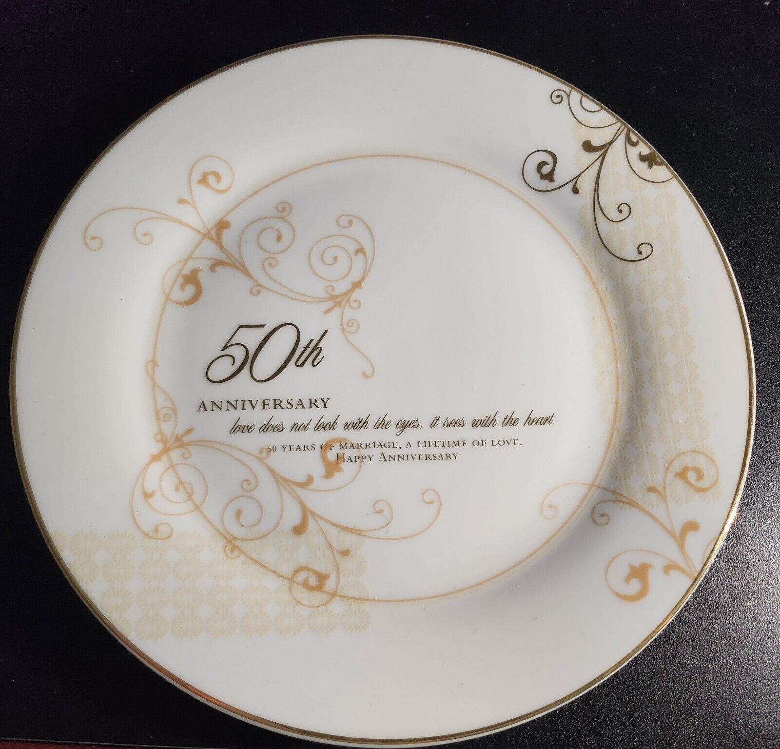 HAPPY 50TH ANNIVERSARY PLATE BRAND NEW WITH EASEL 