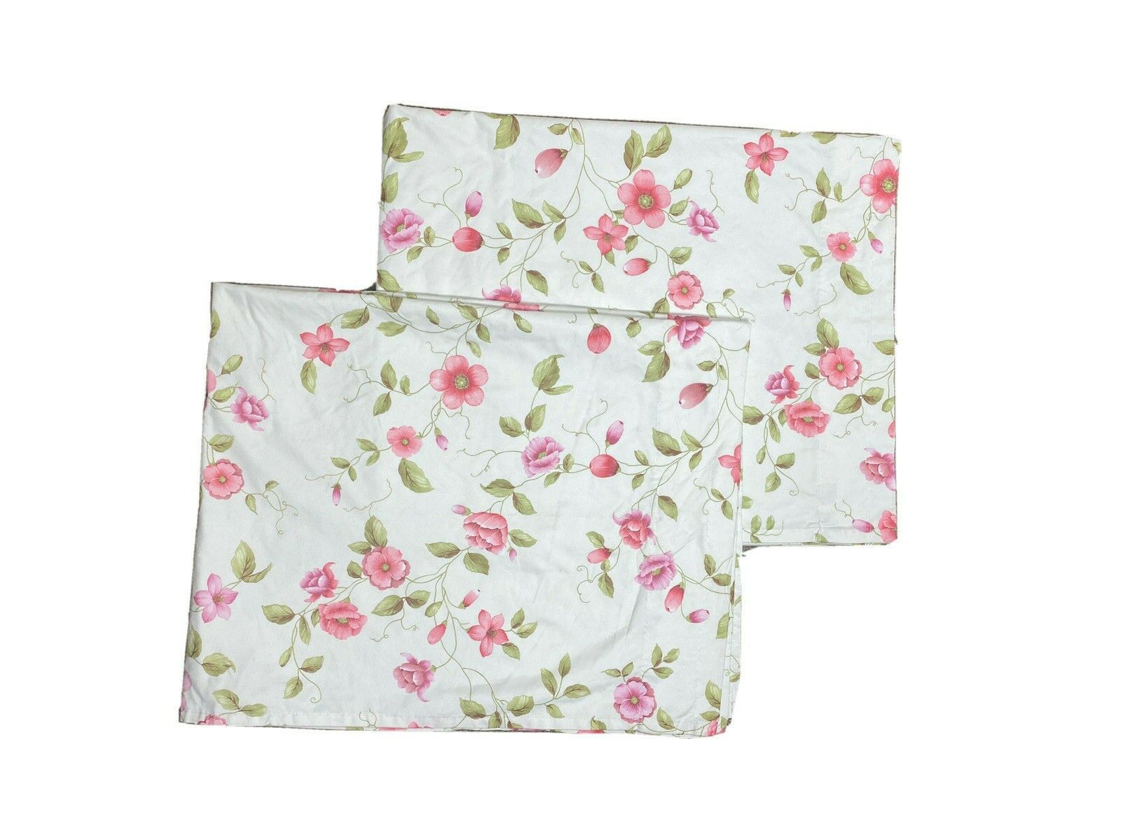 2 Vintage White Pink Floral Curtains Panels Kitchen Cafe Drapes Print Pattern 