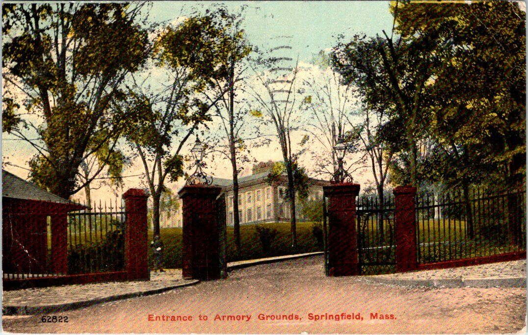 1913, Entrance to Armory Grounds, SPRINGFIELD, Massachusetts Postcard