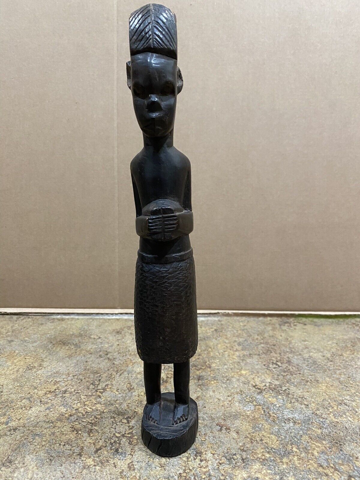 Vintage Tanganyika East African Carved Statue 11 1/2 Inches Tall