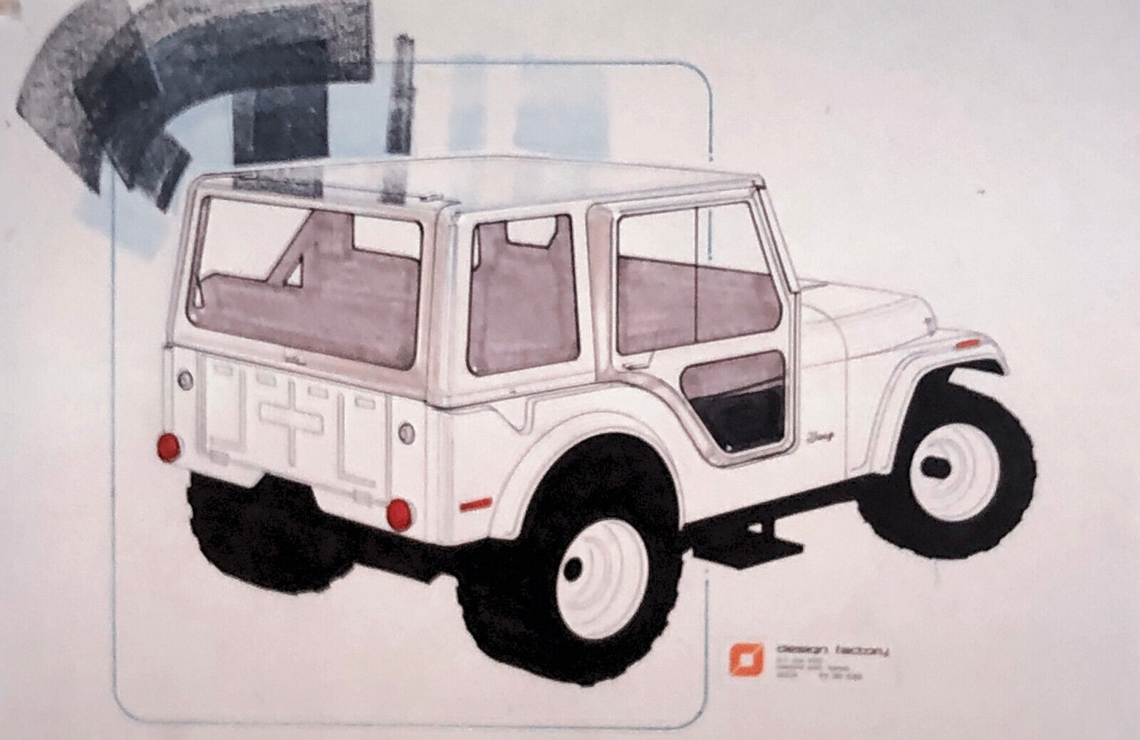 35MM Vintage Photo Slide Jeep Design Concept Car Sketch Illustration Prototype