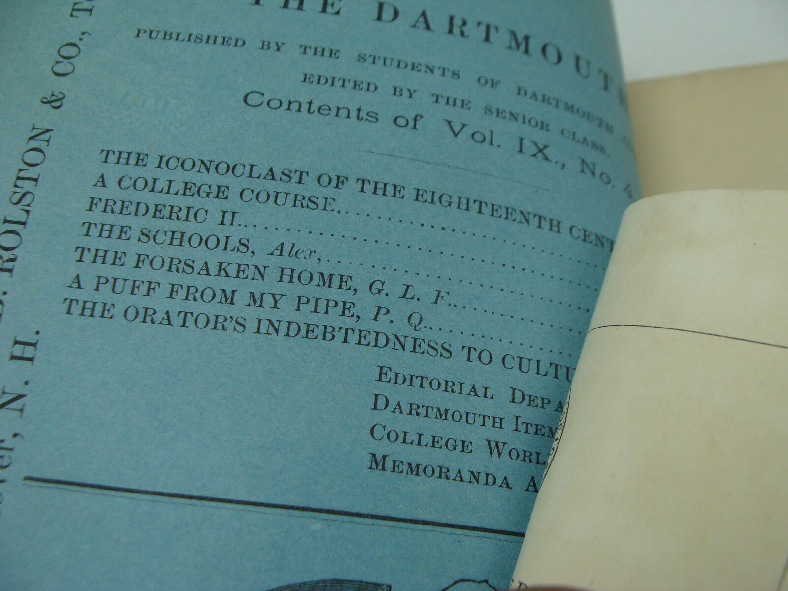 original DARTMOUTH COLLEGE -- April 1875 -- THE DARTMOUTH - 