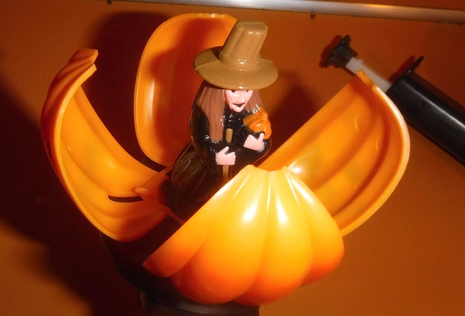 Vintage Kurt S Adler Halloween Spinning J O Lantern with Witch inside