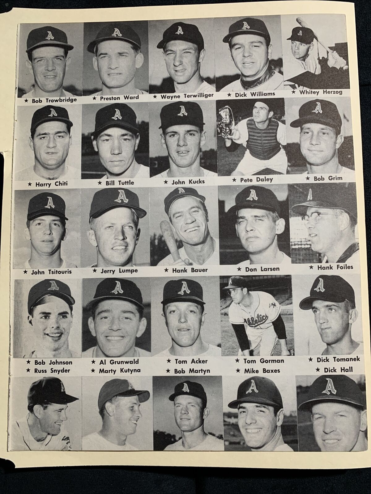 A’s Athletics & Senators Whitey Herzog Pedro Ramos 1960 JKW Baseball 8X11 Sheet