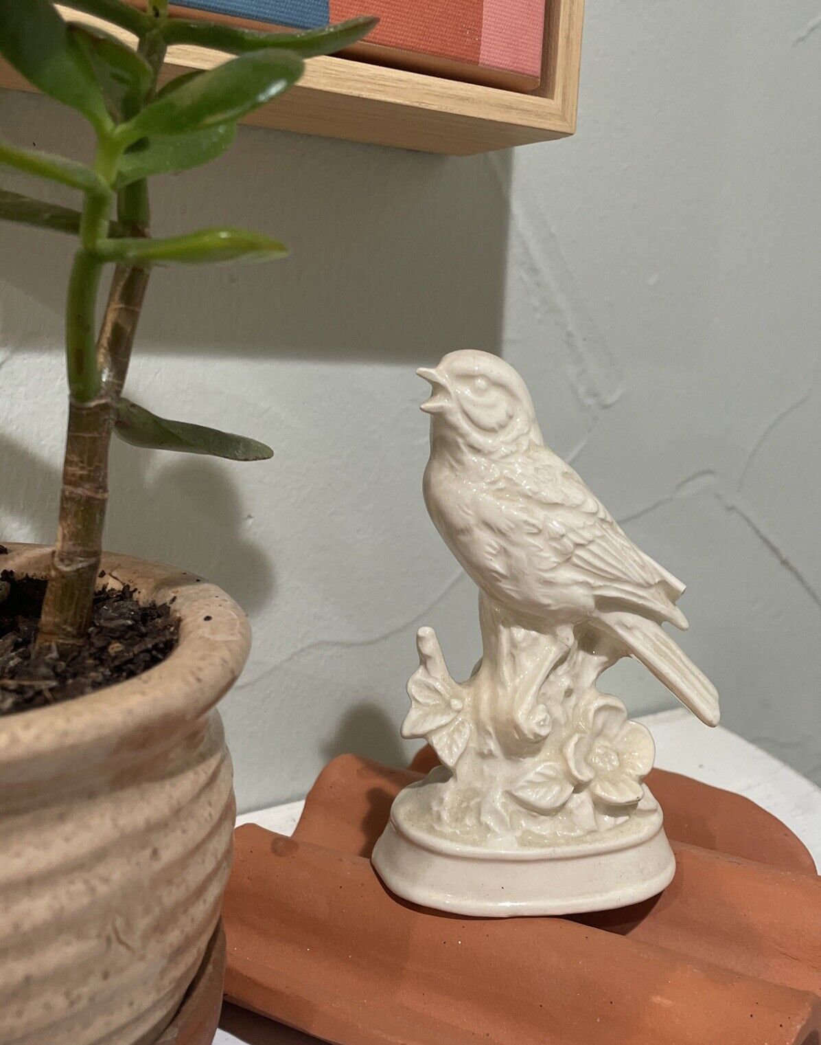 1930’s Ceramic Bird On A Limb Figurine 
