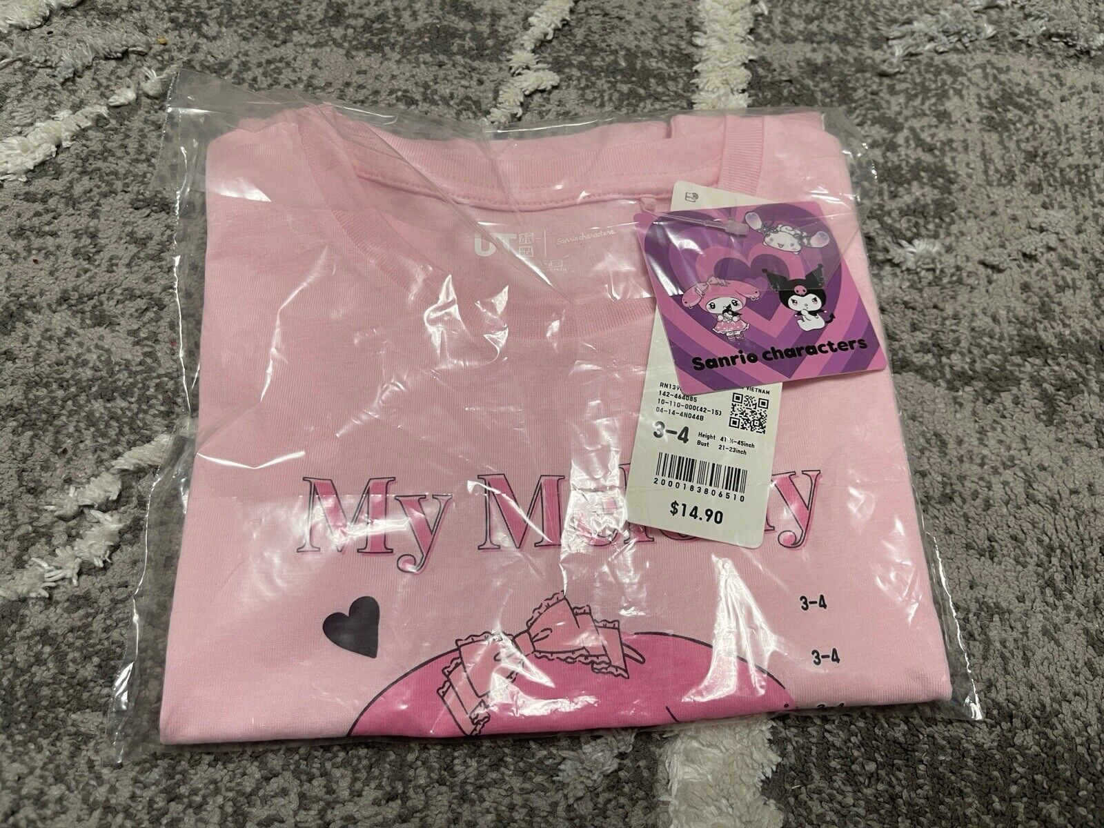 Uniqlo Sanrio Characters My Melody Short-Sleeve Graphic T-Shirt 3-4Y (110)