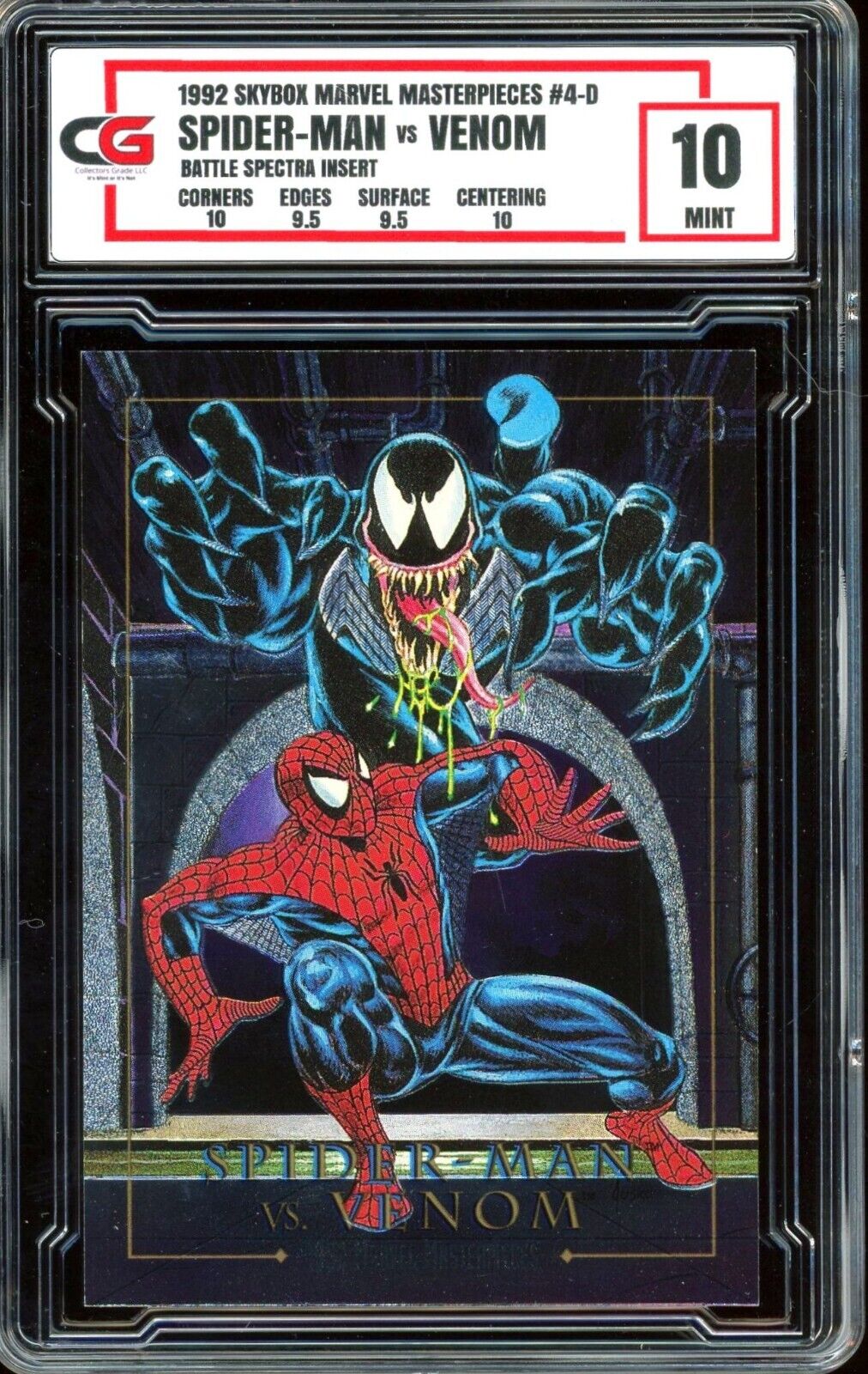 1992 Marvel Masterpieces #4-D BATTLE SPECTRA ~ Spider-Man vs Venom ~ CG 10