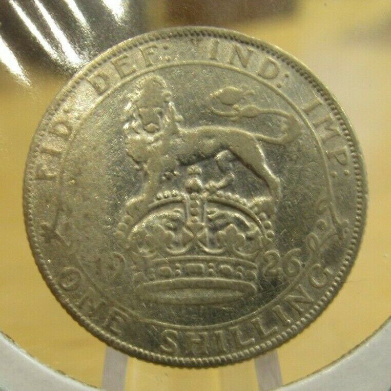 1926 British Shilling 50% Silver Coin - Great Britain
